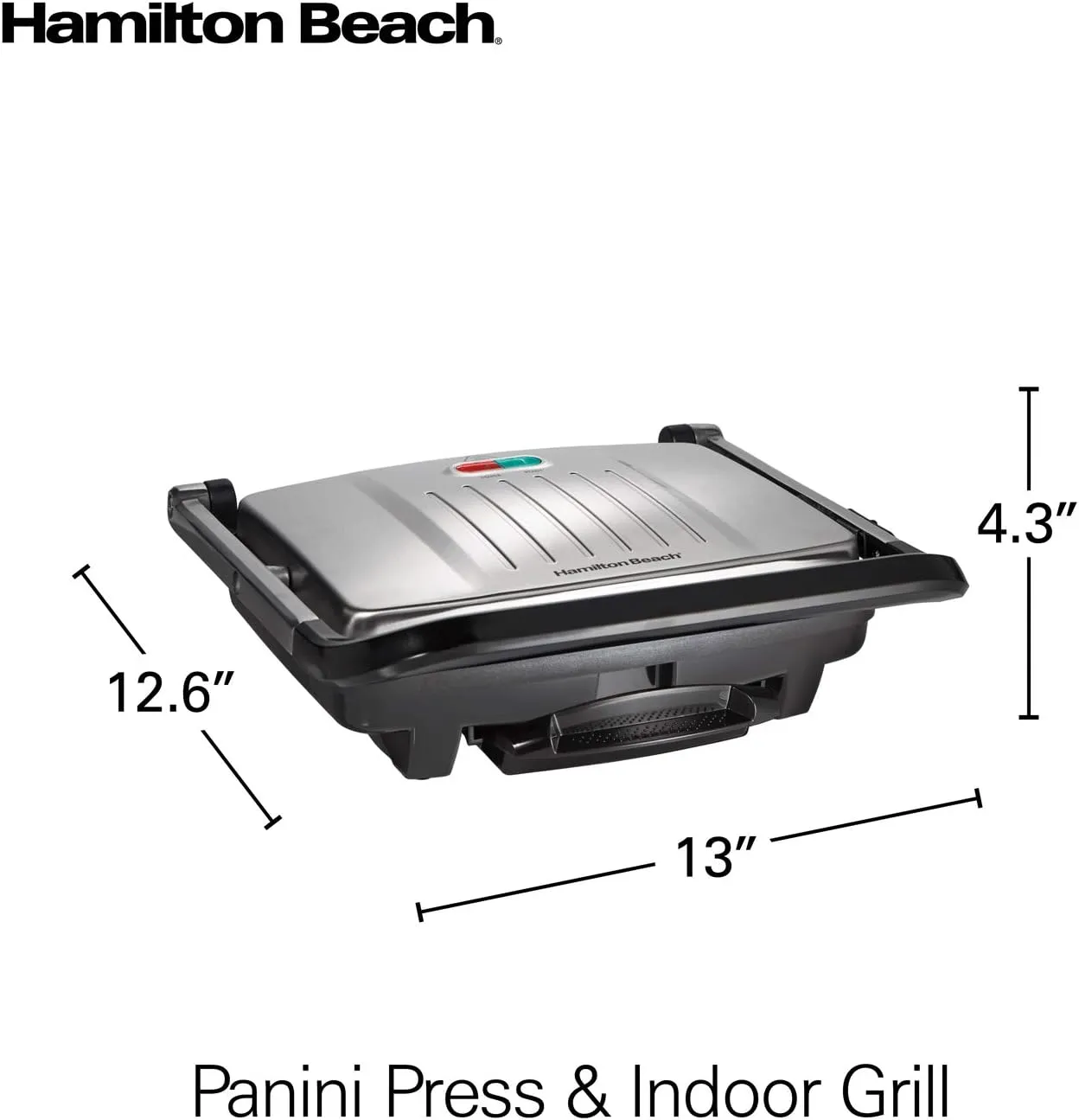 Hamilton Beach Panini Press, Sandwich Maker & Electric Indoor Grill, Upright Storage, Nonstick Easy Clean Grids, Stainless Steel (25410)