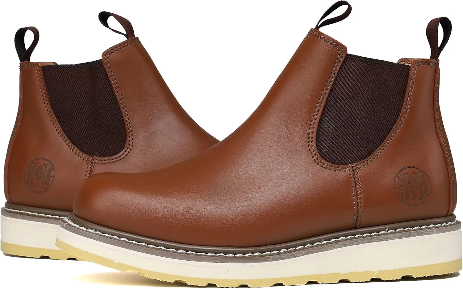 HANDPOINT Slip-on Soft Toe Work Boot for Men, SURETRACK Leather Slip Resistant Durable Breathable Work Boot 84985