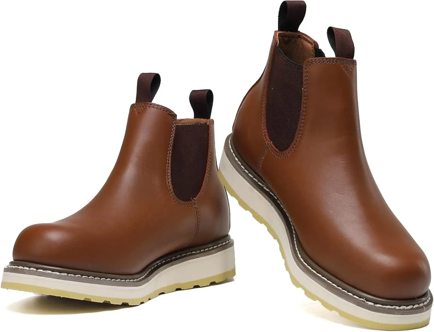 HANDPOINT Slip-on Soft Toe Work Boot for Men, SURETRACK Leather Slip Resistant Durable Breathable Work Boot 84985