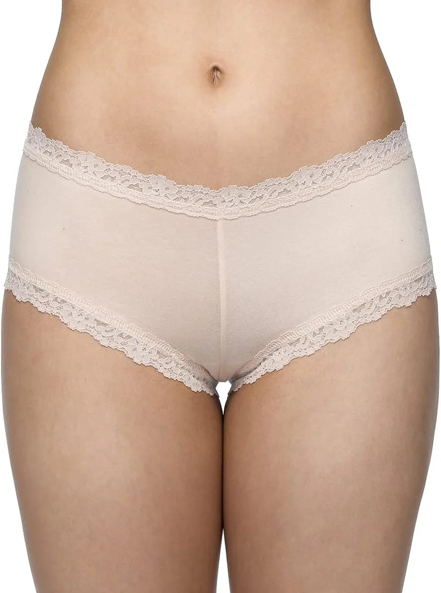 hanky panky Women's Rolled Organic Cotton Boyshort with Lace