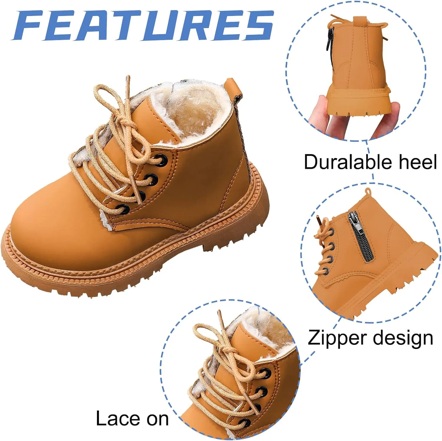 Happy Cherry Baby Work Boots Autumn Fashion Leather Lace-Up Boots Soft Flat Ankle Snow Boots