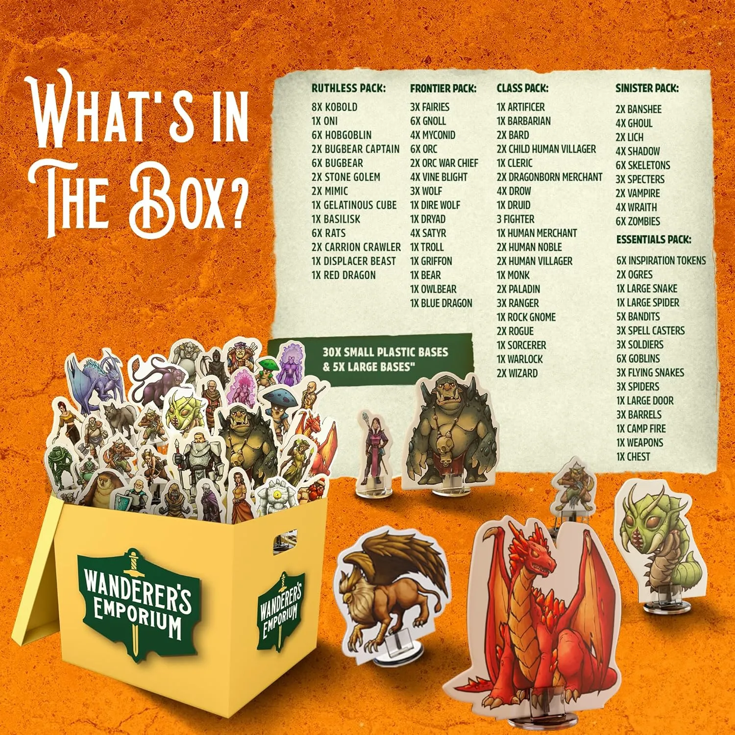 Hard Flat Minis for DND Miniatures with Bases | 28mm - 32mm Scale Dungeons and Dragons Starter Set 5e (DM Starter Pack, 183, Miniatures)