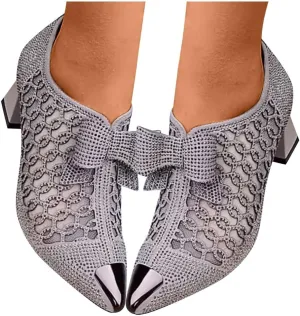 Hbeylia Dress Boots For Women Ladies Sexy Fashion Breathable Glitter Lace Hollow Out Pointed Toe Chunky Block Mid Heels Ankle Booties With Side Zipper Dressy Pump Short Boots For Wedding Party Favor
