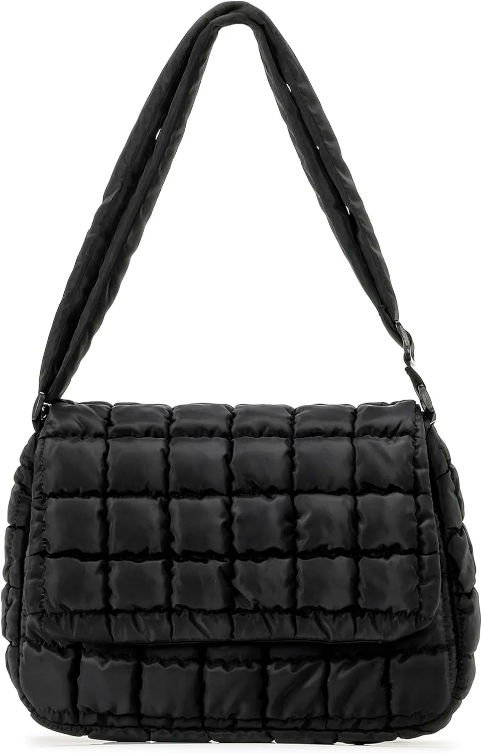 Herald Quilted Puffer Crossbody Bag for Women, Soft Lightweight Nylon Padding Bubble Flip Top Shoulder Purse Handbag