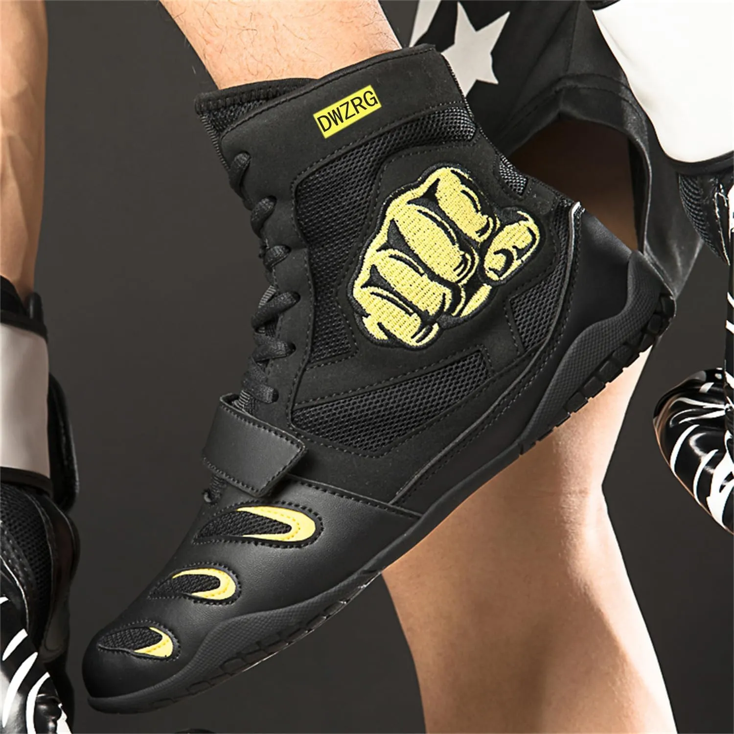High Top Combat Speed Mens Womens Wrestling Shoes Non-Slip Breathable Boxing Wrestling Training Sneaker