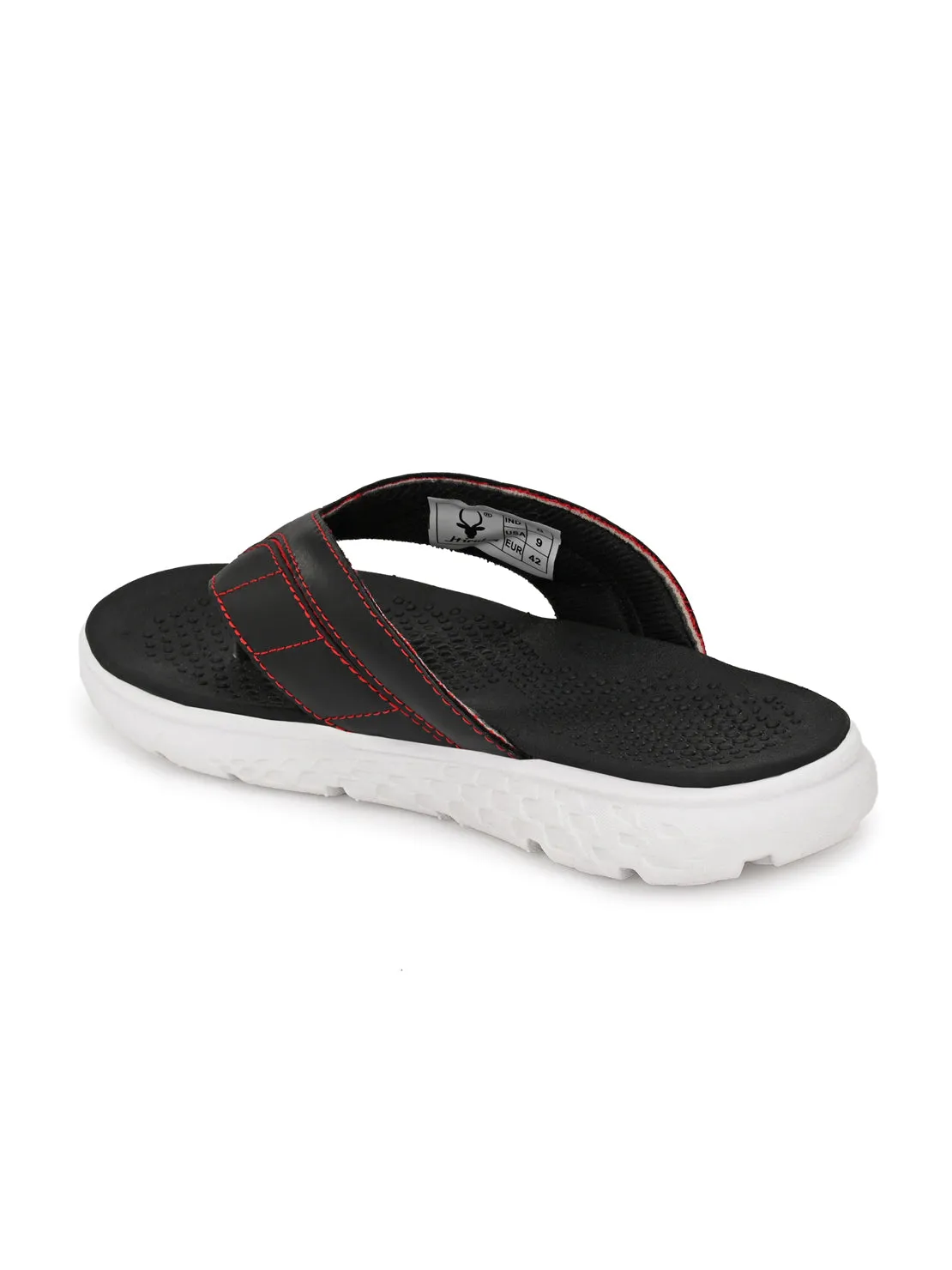 Hirolas® Men's Black/Red CLOUDWALK | Comfortable | Ultra-Soft | Light-Weight | Shock Absorbent | Bounce Back Technology | Water-Resistant Slippers (HROFF24BLR)