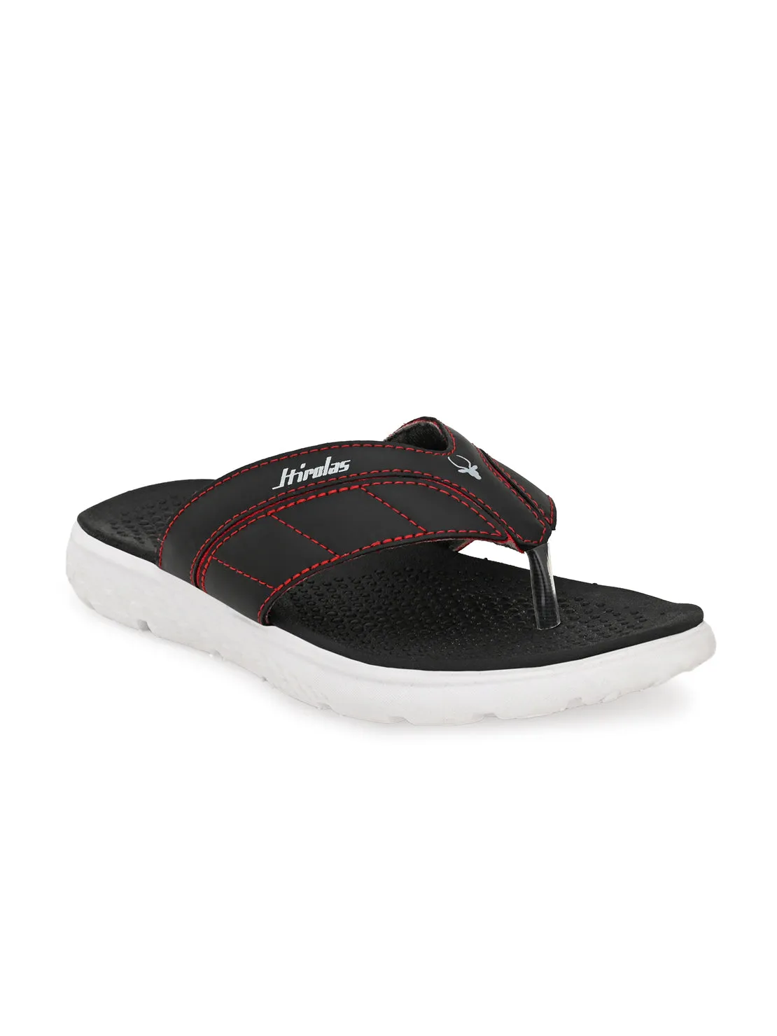 Hirolas® Men's Black/Red CLOUDWALK | Comfortable | Ultra-Soft | Light-Weight | Shock Absorbent | Bounce Back Technology | Water-Resistant Slippers (HROFF24BLR)