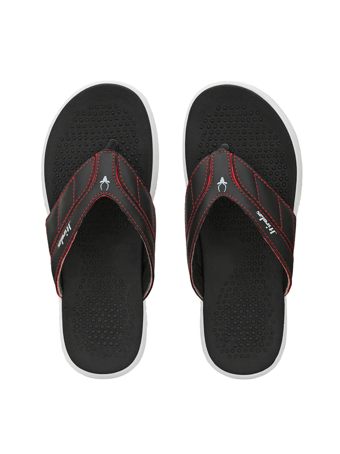 Hirolas® Men's Black/Red CLOUDWALK | Comfortable | Ultra-Soft | Light-Weight | Shock Absorbent | Bounce Back Technology | Water-Resistant Slippers (HROFF24BLR)