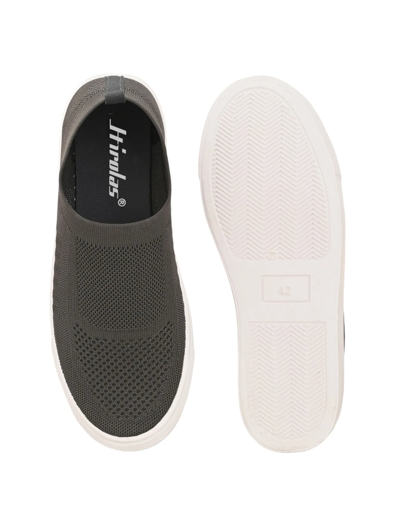 Hirolas® Men's Casual Knitted Slip-On Sneaker - Dark Grey -HRL2083DGY