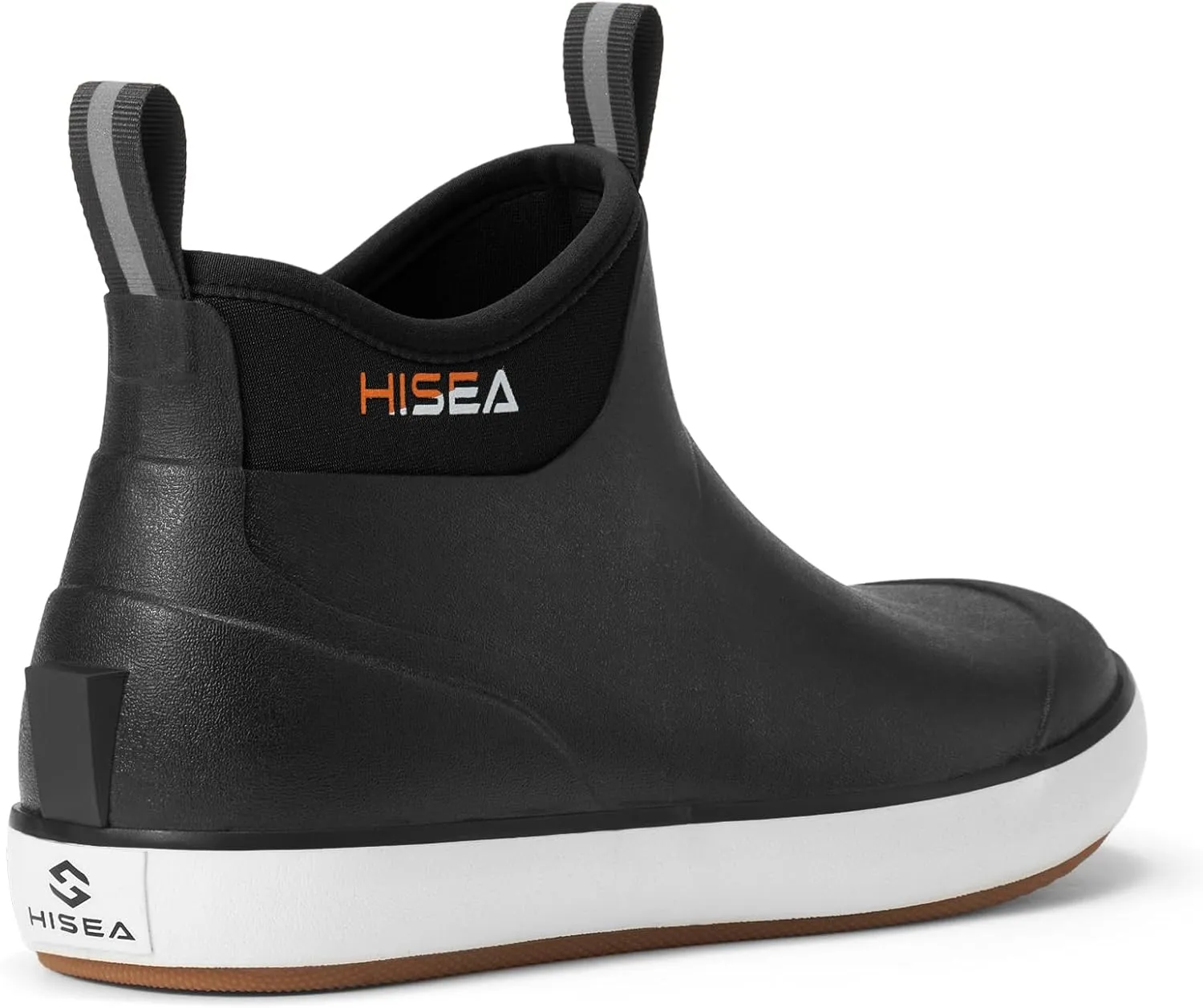 HISEA Men's Deck Boots, Wide Toe Mens Rain Boots Waterproof Fishing Boots Anti-Slip Ankle High Breathable Neoprene Lining Rubber Boots
