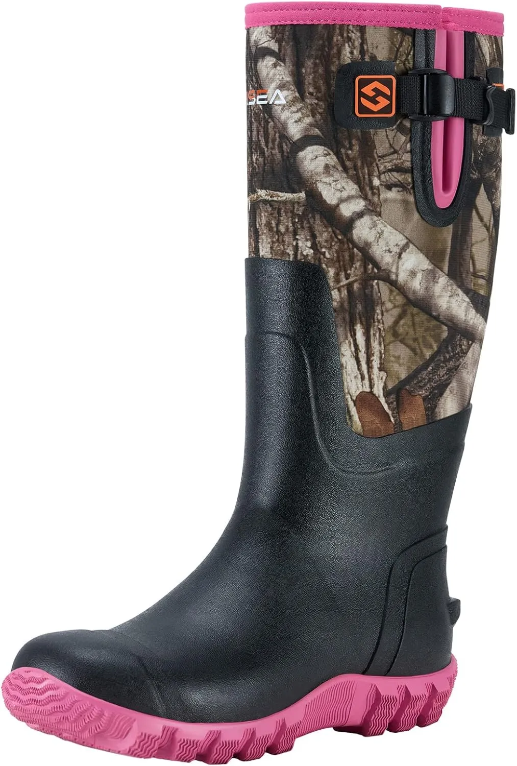 HISEA Women's Mid Calf Rain Boots Waterproof Rubber Boot for Garden Mud Working