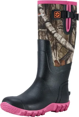 HISEA Women's Mid Calf Rain Boots Waterproof Rubber Boot for Garden Mud Working