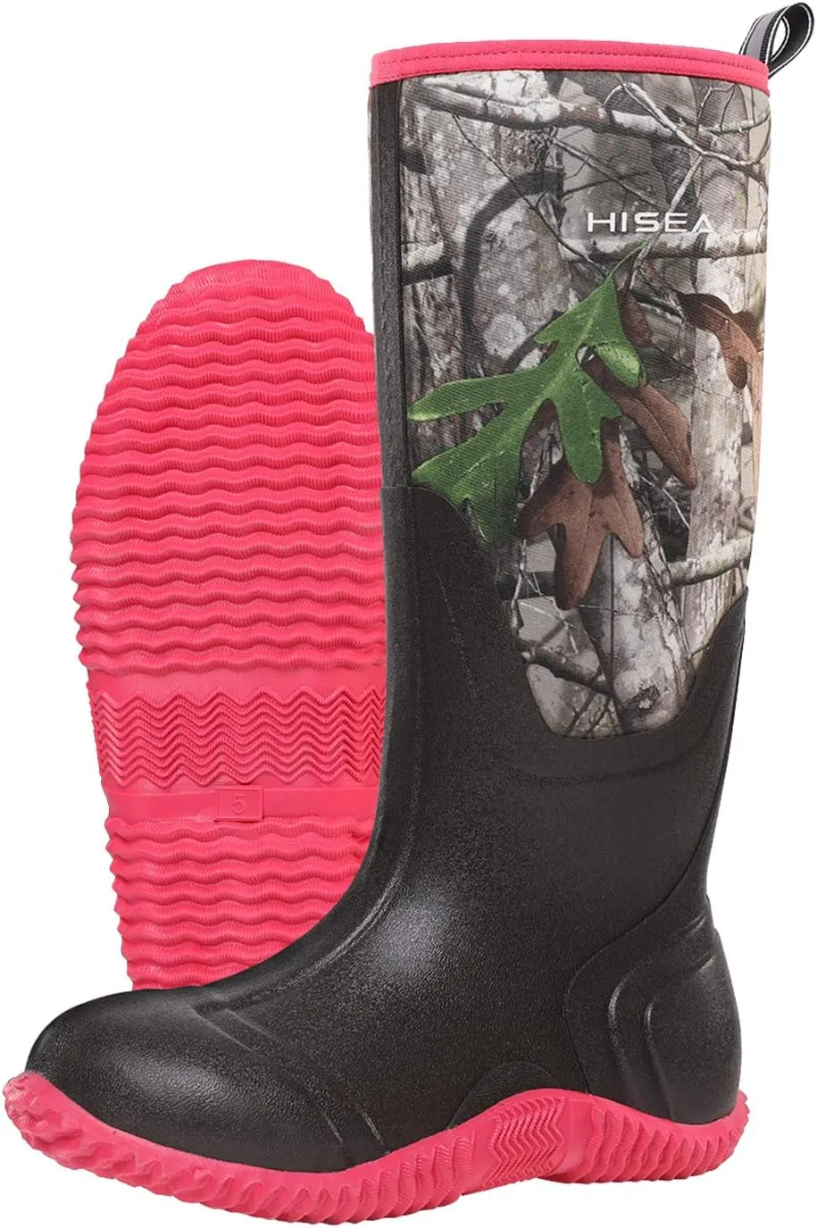 HISEA Women's Rain Boots, Knee High Rubber Boots Waterproof Insulated Neoprene Muck Boots, Durable Anti-Slip Outdoor Work Boots for Hunting Gardening Farming Yard Mud Working