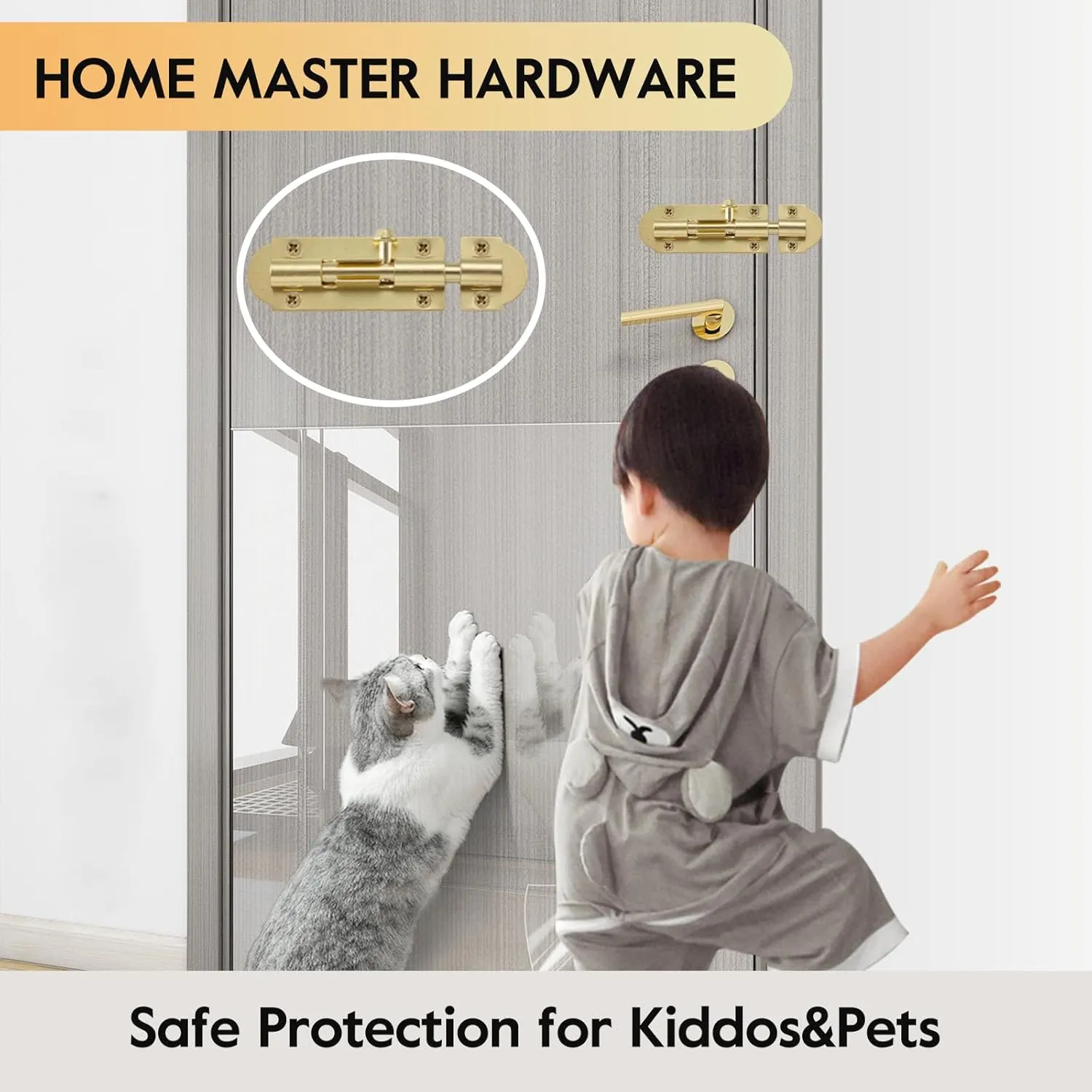 HOME MASTER HARDWARE 4 Pack Brass Plated Sliding Bolt Lock,3 in Barrel Bolt Latch for Door Chest Window Fence