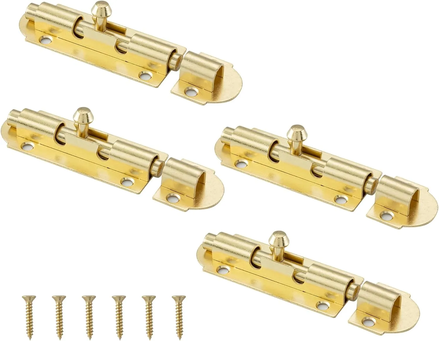 HOME MASTER HARDWARE 4 Pack Brass Plated Sliding Bolt Lock,3 in Barrel Bolt Latch for Door Chest Window Fence
