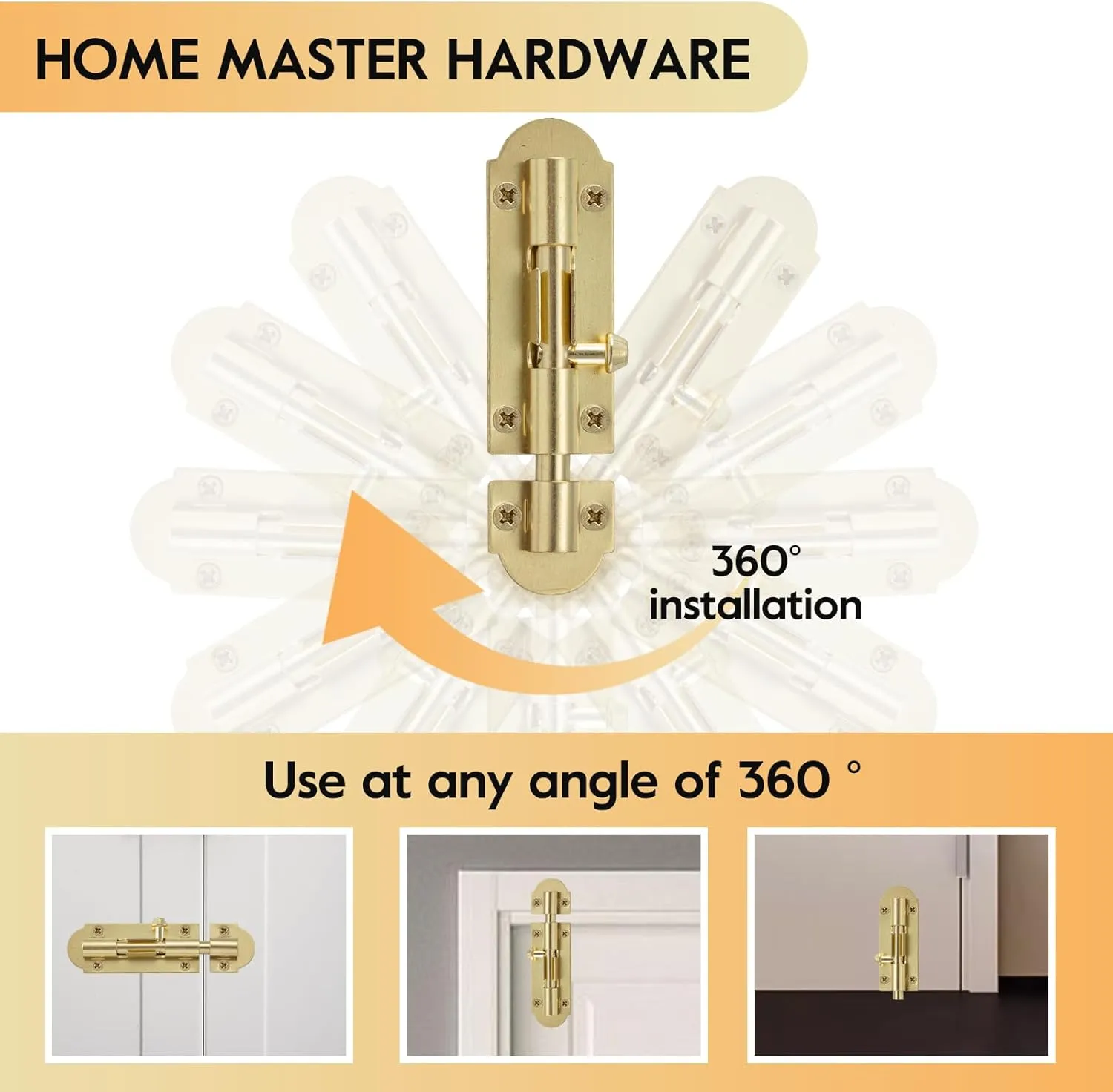 HOME MASTER HARDWARE 4 Pack Brass Plated Sliding Bolt Lock,3 in Barrel Bolt Latch for Door Chest Window Fence