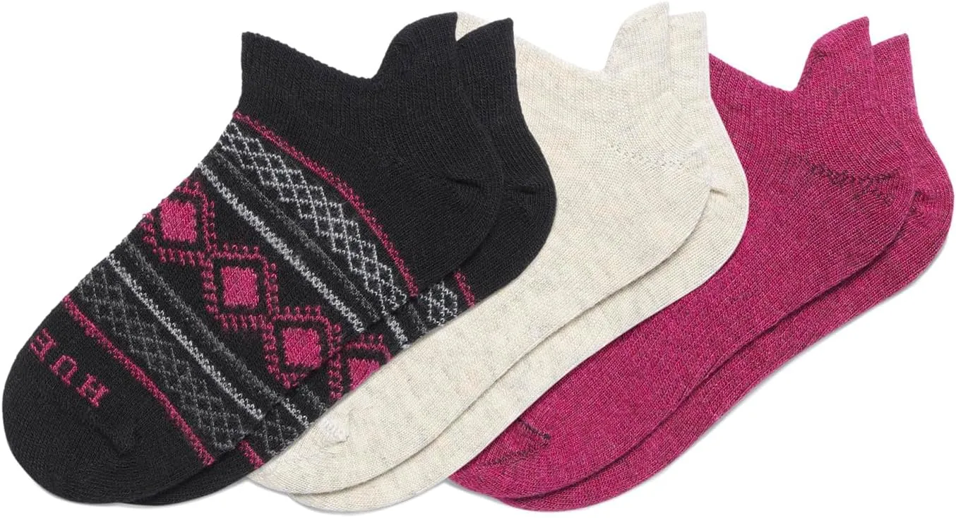 HUE Women's Merino Wool Warm Winter Tab Back Breathable Natural Temperature Regulating Athletic Socks 3 Pair Pack