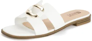 IDIFU Women's Flat Sandals Square Open Toe Slip On Comfortable Dressy Cute Trendy Casual Fancy Slide Sandals for Women Ladies Bridal Summer Beach Work Office Wedding Flat Sandals