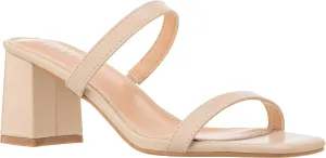 ILLUDE Women’s Block Heel Double Band Square Toe Heeled Sandal Slip On Mule - Lisa