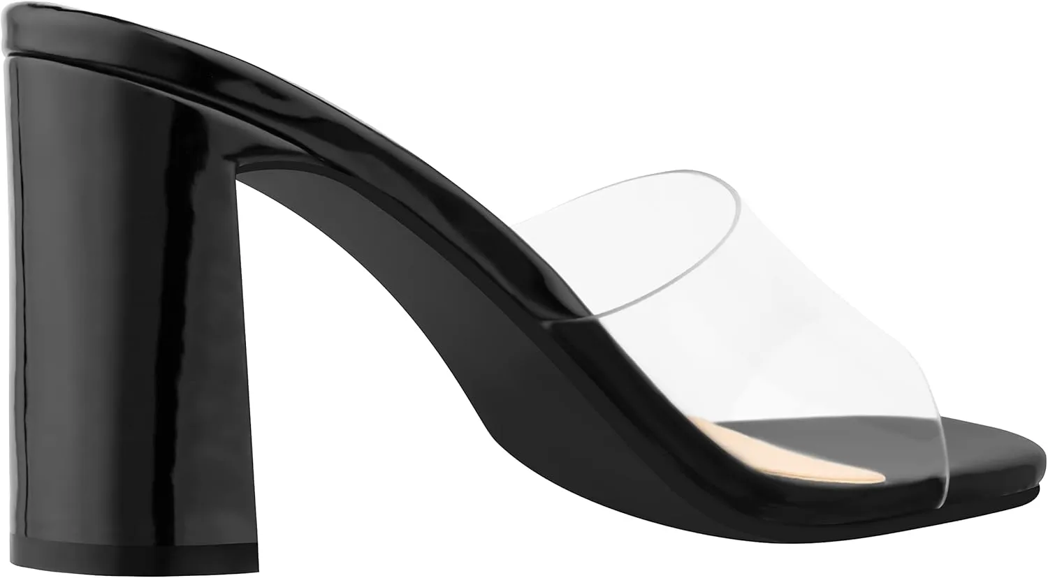 ILLUDE Women’s Block Heel Single Strap Square Toe Heeled Sandal Slip On Mule - Demi - Demi