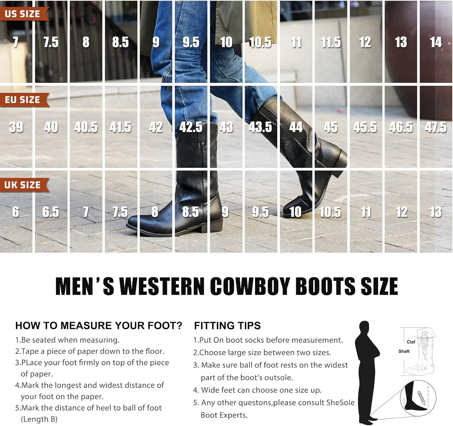 IUV Cowboy Boots For Men Western Boot Durable Classic Embroidered Snip Toe Boots