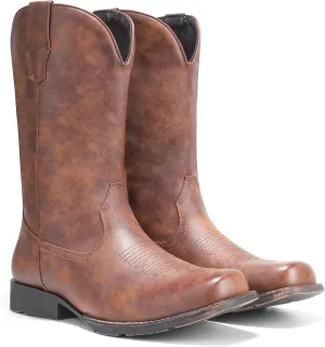 IUV Cowboy Boots For Men Western Boot Durable Fashionable Retro Classic Slip Resistant Boots