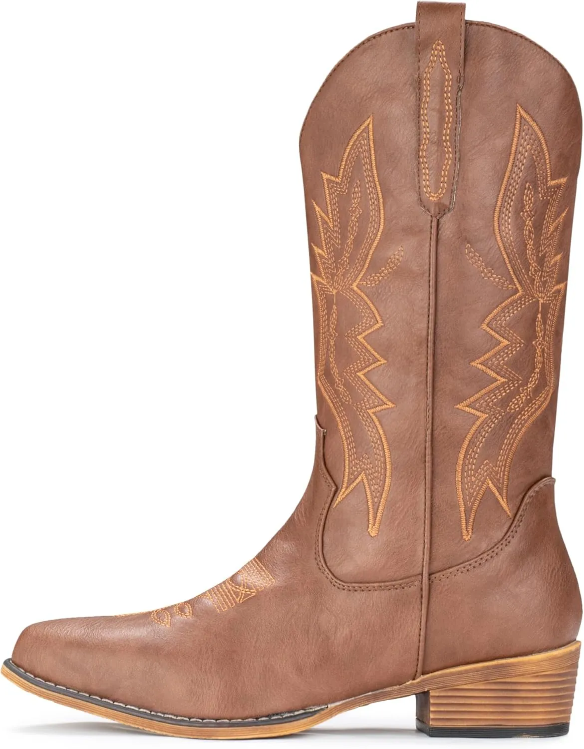 IUV Cowboy Boots For Women Western Boots Cowgirl Boots Pull On Pointy Toe Mid Calf Boots