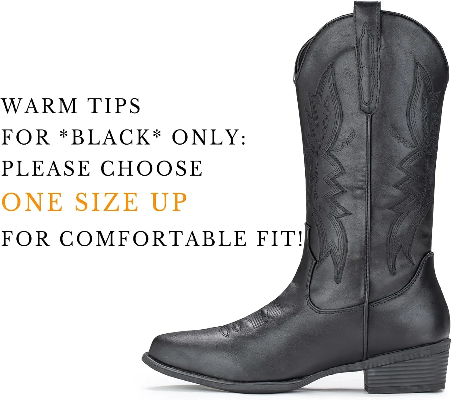 IUV Cowboy Boots For Women Western Boots Cowgirl Boots Pull On Pointy Toe Mid Calf Boots