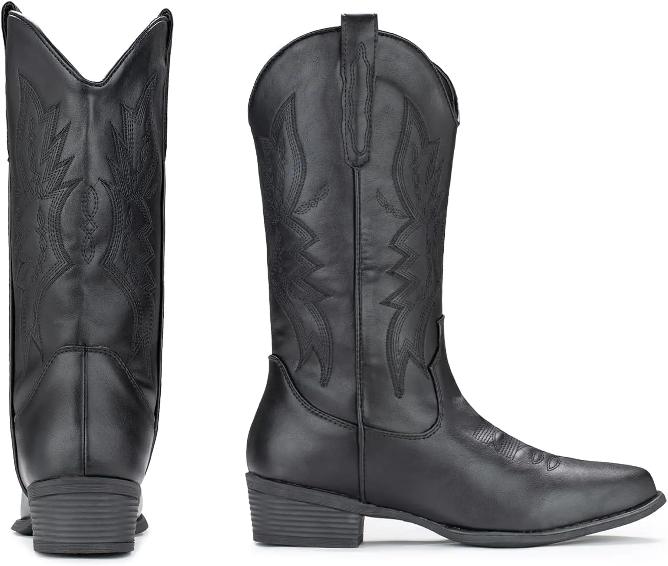 IUV Cowboy Boots For Women Western Boots Cowgirl Boots Pull On Pointy Toe Mid Calf Boots