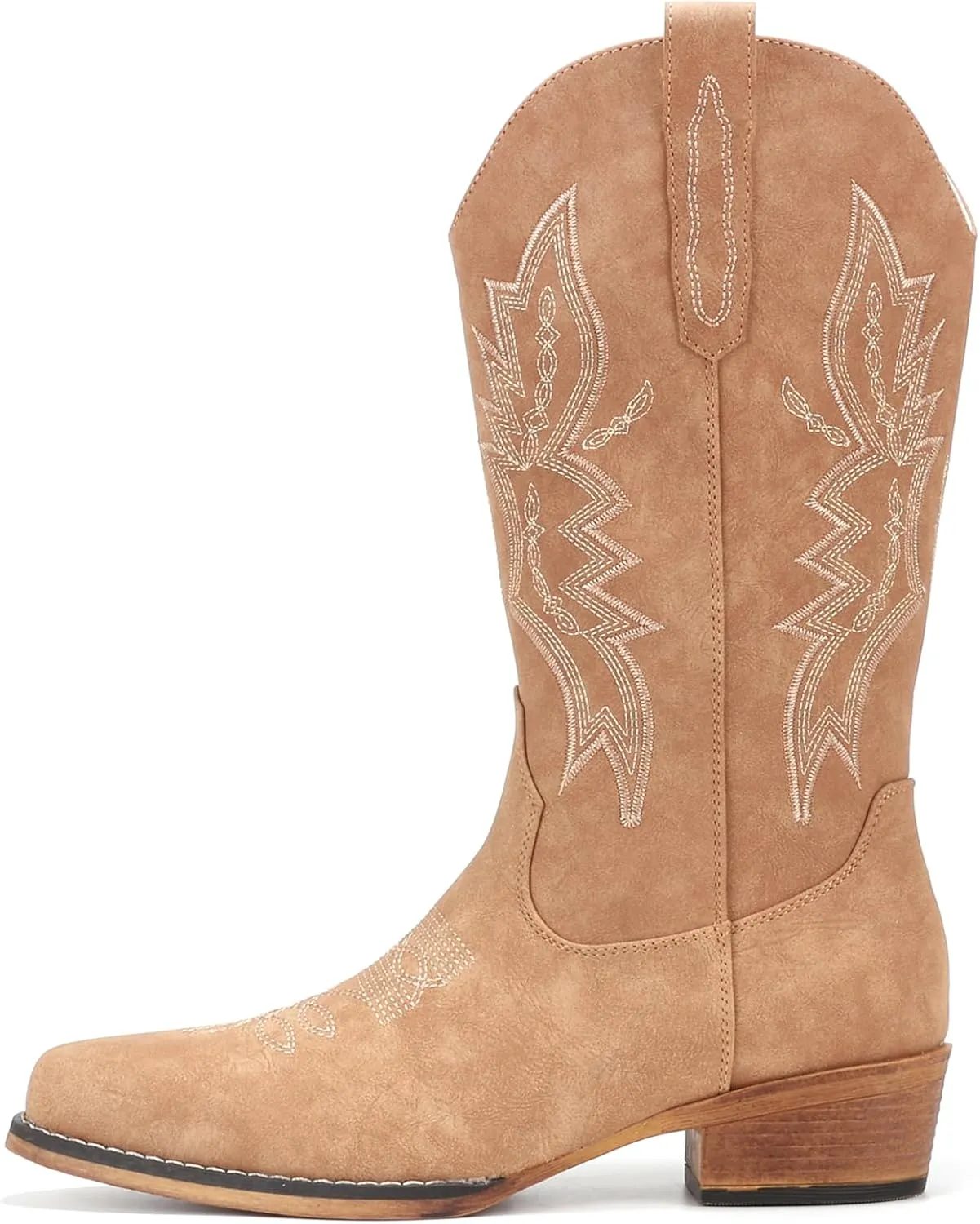 IUV Cowboy Boots For Women Western Boots Cowgirl Boots Pull On Pointy Toe Mid Calf Boots