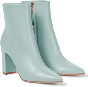 JANSEVEN Women's Heeled Ankle Boots Chunky Block High Heel Booties Pointed Toe Comfortable Sexy Classic Short Boots