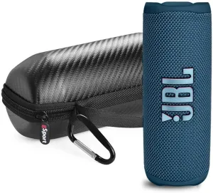 JBL FLIP 6 Waterproof Portable Speaker Bundle with gSport Carbon Fiber Case (Blue)