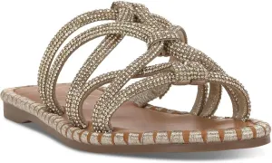 Jessica Simpson Womens Embellished Faux Leather Slide Sandals