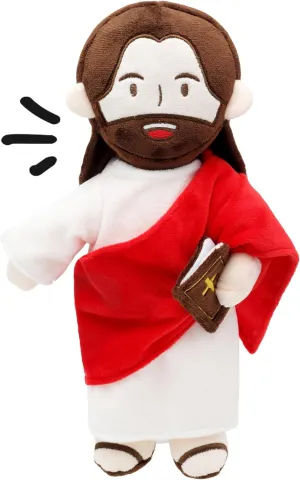 Jesus Plush Speaks 20 of Jesus' Bible Verses and 3 of Bible Music Jesus Doll Stuffed Animal to Teach Suitable for Church Sunday School Religious Easter (RED)