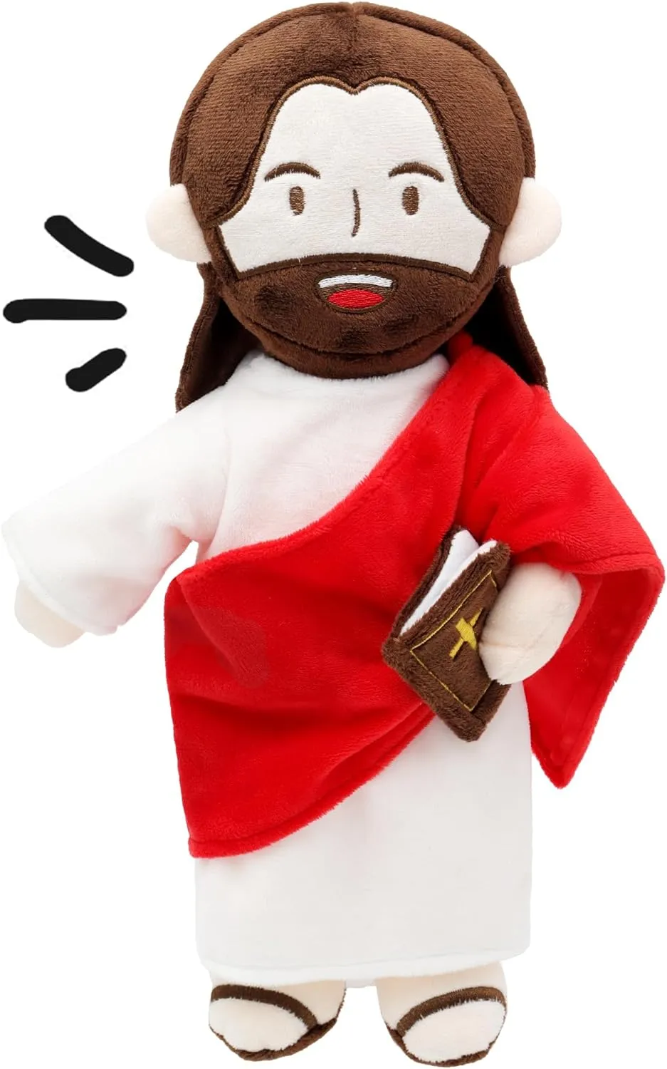 Jesus Plush Speaks 20 of Jesus' Bible Verses and 3 of Bible Music Jesus Doll Stuffed Animal to Teach Suitable for Church Sunday School Religious Easter (RED)