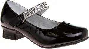 Josmo Girl's Dress Mary Jane Wedding Party Heels Ballerina Flower Shoes, Hook and Loop Buckle (Toddler