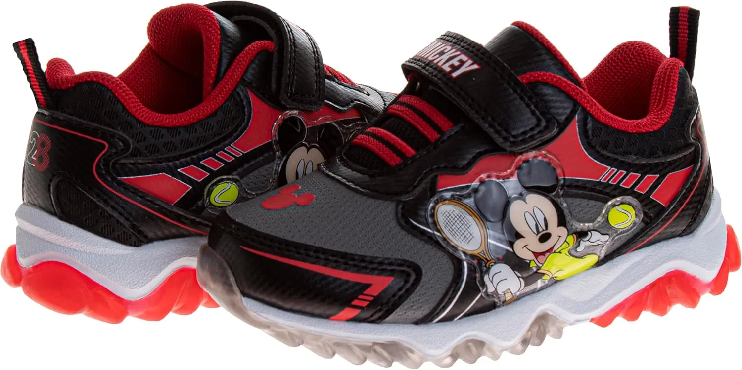 JOSMO Unisex-Child Sneaker to Mickey Mouse Boys Shoes - Slip-On Laceless Light-Up Sneakers (Toddler/Little Kid)