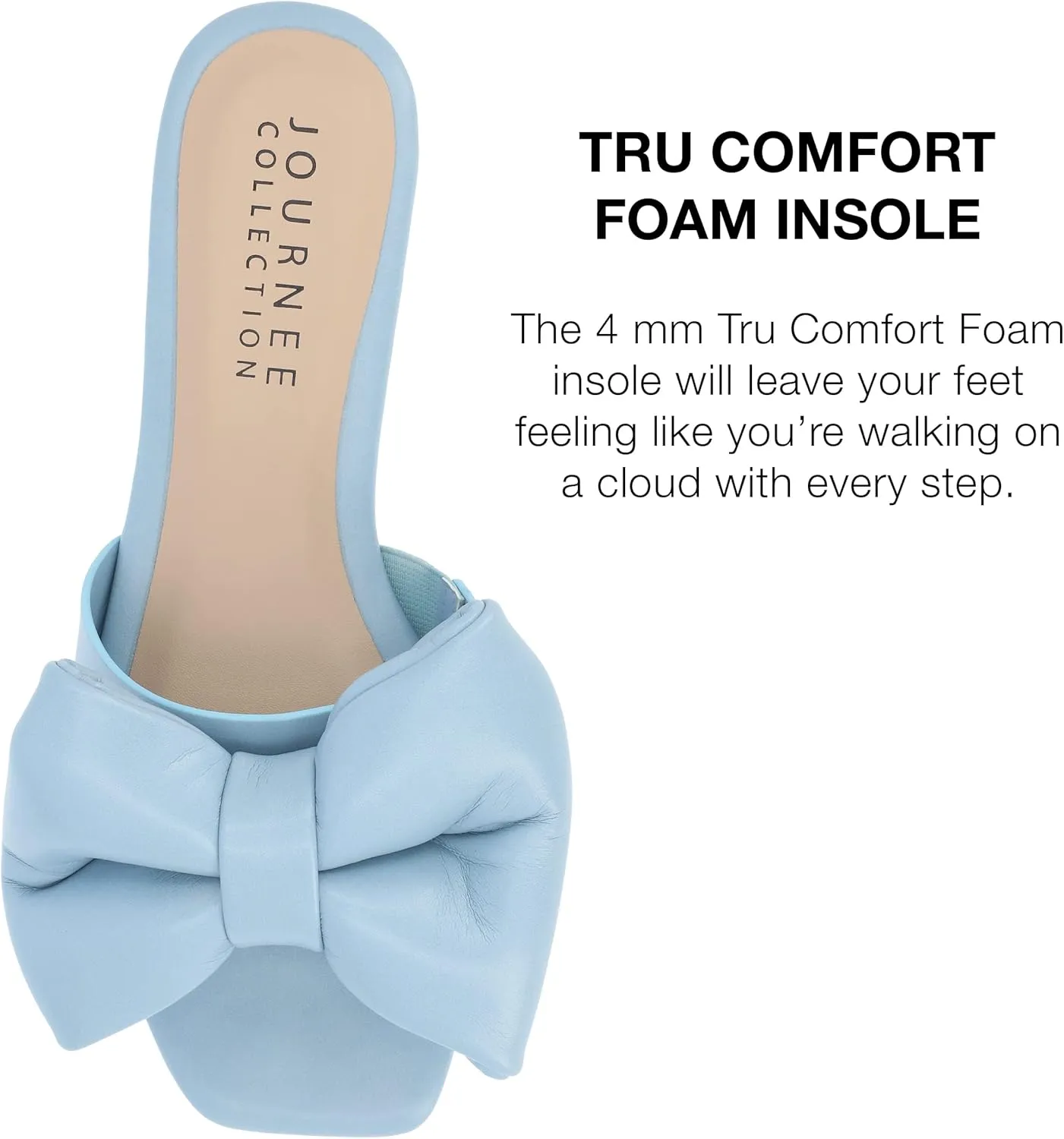 Journee Womens Bow Knot Flat Open Square Toe Dressy Sandal Fayre Comfort Slip On Slide Shoes