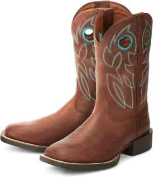 Justin Bowline 11" Cowboy Boots for Men - Square Toe Full-Grain Leather Western Boots for Men with Oil- and Slip-Resistant Rubber Outsole
