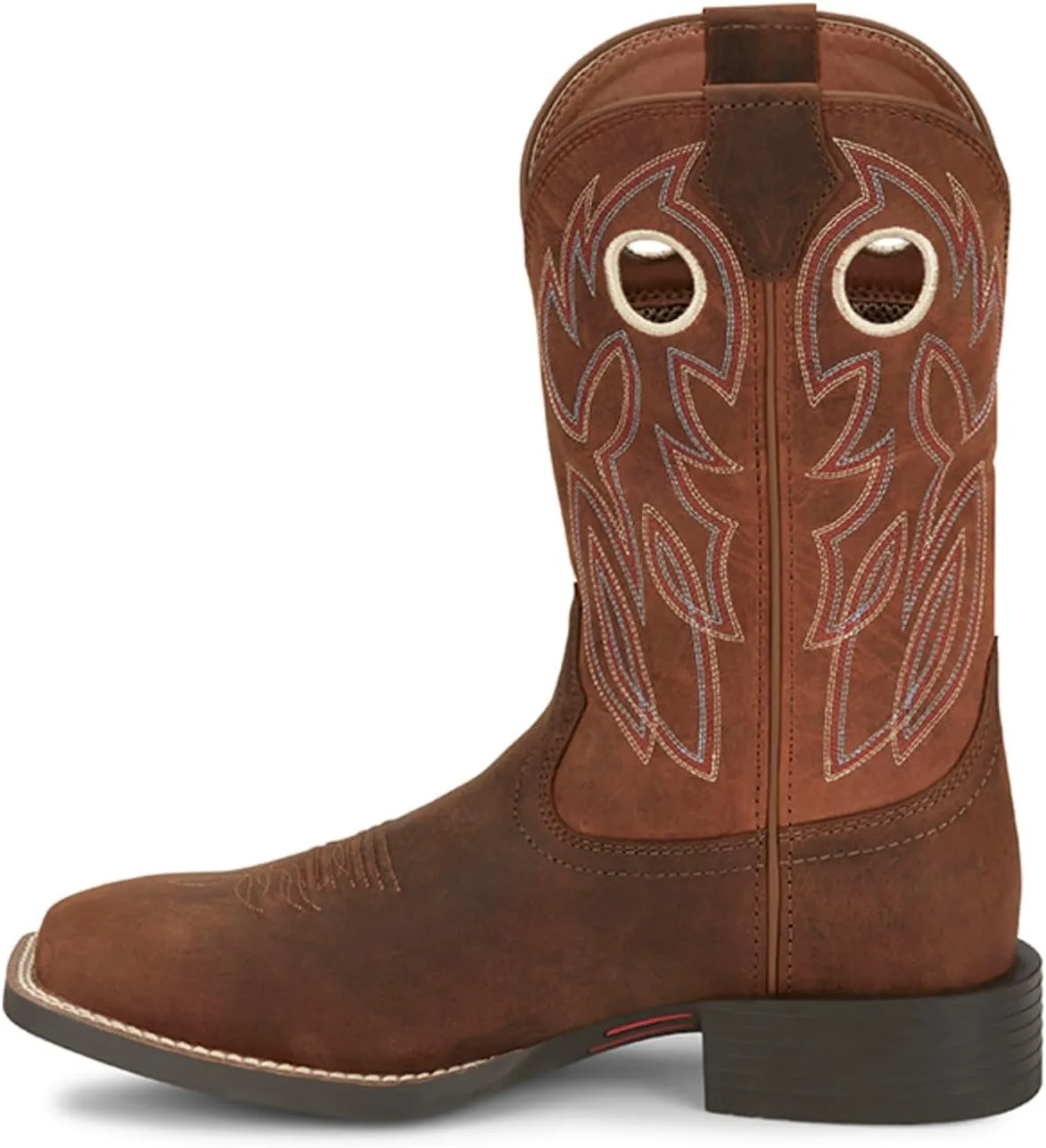 Justin Bowline 11" Cowboy Boots for Men - Square Toe Full-Grain Leather Western Boots for Men with Oil- and Slip-Resistant Rubber Outsole
