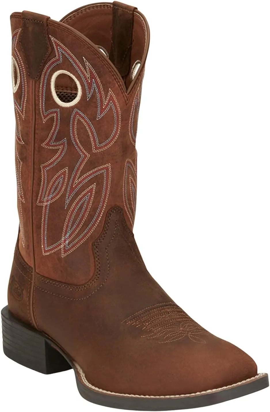 Justin Bowline 11" Cowboy Boots for Men - Square Toe Full-Grain Leather Western Boots for Men with Oil- and Slip-Resistant Rubber Outsole