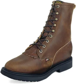 Justin Conductor 8" Work Boot for Men - Durable Leather, Slip-Resistant Sole, Double Comfort Insole
