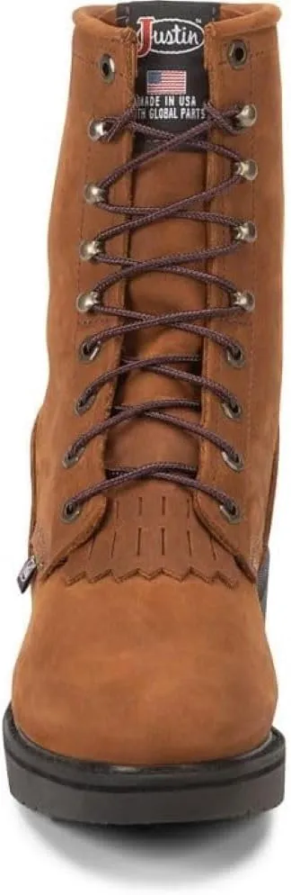 Justin Conductor 8" Work Boot for Men - Durable Leather, Slip-Resistant Sole, Double Comfort Insole