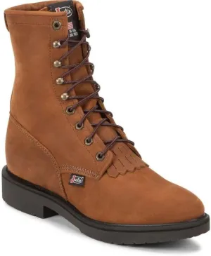 Justin Conductor 8" Work Boot for Men - Durable Leather, Slip-Resistant Sole, Double Comfort Insole