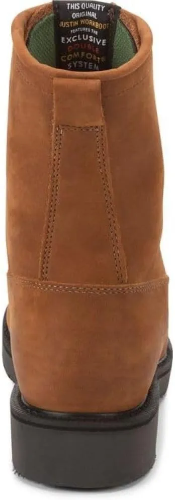 Justin Conductor 8" Work Boot for Men - Durable Leather, Slip-Resistant Sole, Double Comfort Insole
