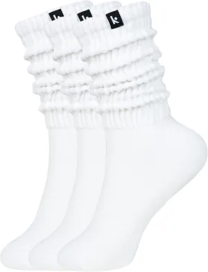 Kamo Fitness Cozy 3-Pair Pack - Scrunch Long Crew Socks for Women, Soft & Breathable Boot and Slouch Socks, Size 5-9