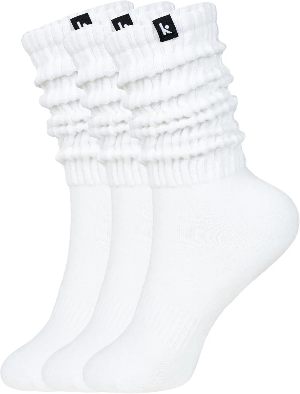 Kamo Fitness Cozy 3-Pair Pack - Scrunch Long Crew Socks for Women, Soft & Breathable Boot and Slouch Socks, Size 5-9