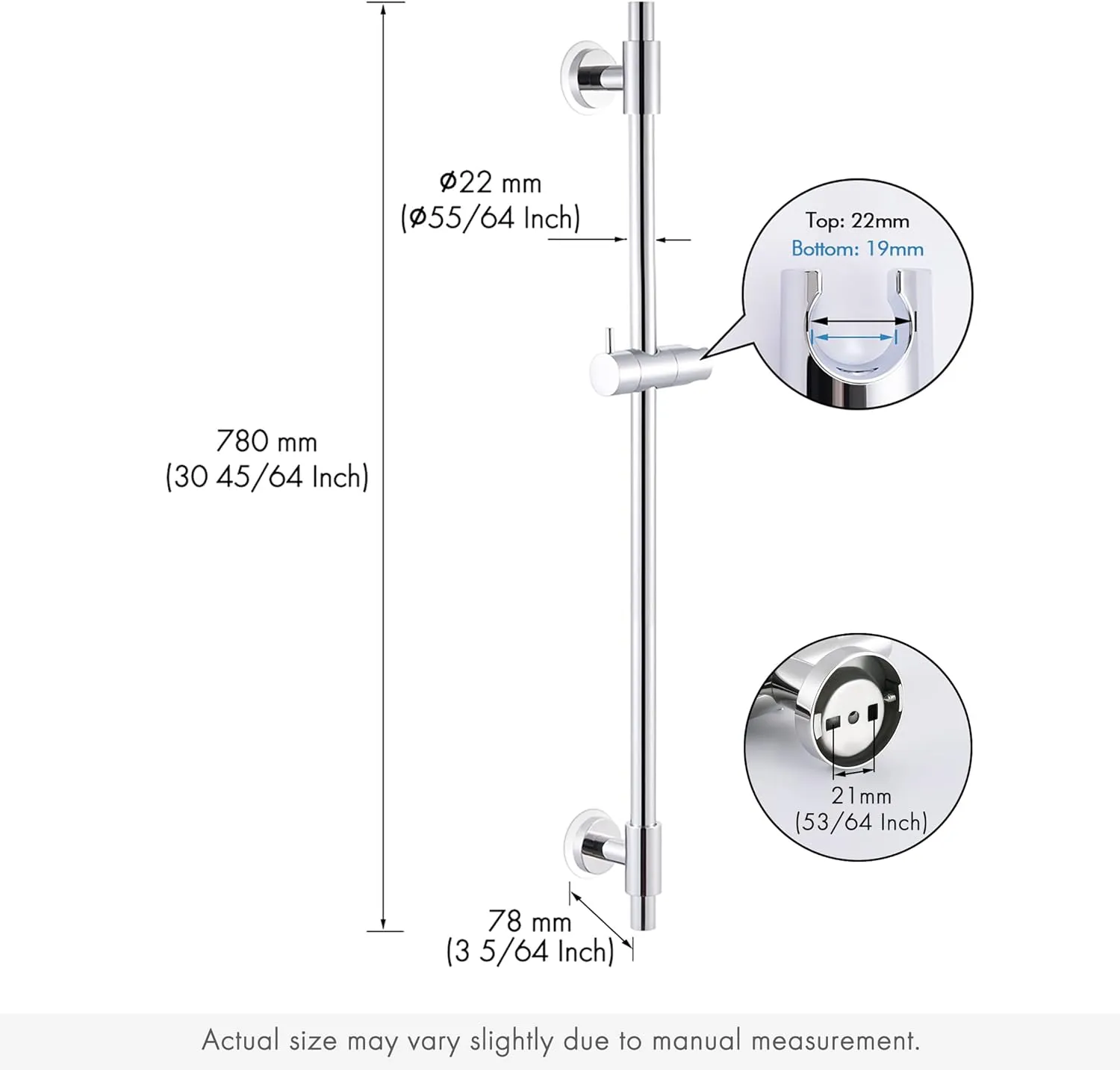 KES Shower Slide Bar 30-Inch with Adjustable Shower Head Holder, SUS 304 Stainless Steel Drill-free Mounted Shower Bar Polished Finish, F209S78DF-PS