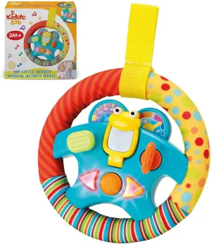 KiddoLab Steering Wheel Toy with Music,Lights,Sounds & Flip Up Mirror - Crib & Stroller Toys with Soft Fabric and Velcro Tap for Easy Attachment. Car Seat Toys for Babies and Toddlers. Ages 3 Months 