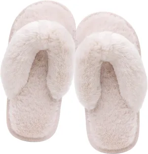 Kids Flip Flop Slippers Soft Plush Fuzzy House Home Thong Slippers for Boys and Girls Open Toe Indoor Outdoor Warm Comfy Slip On